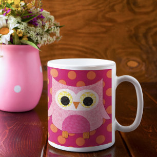 Rosa ugglamugg kaffemugg