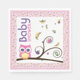 Rosa Uggle Babyflicka Shower Celestial Måne Stjärn Pappersservett