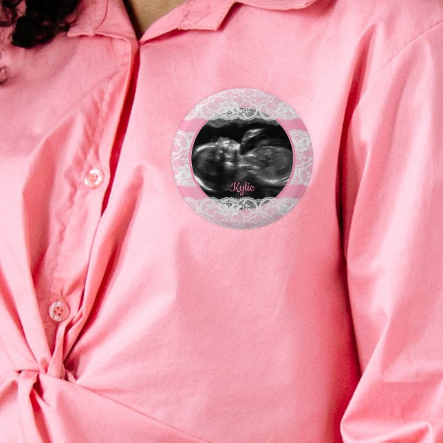 Rosa Ultrasound Baby Shower Knapp (Skapare uppladdad)