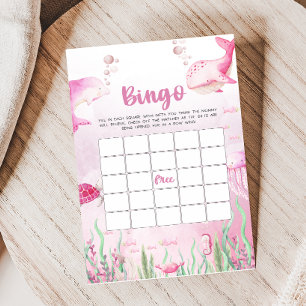 Rosa Under havet Baby Shower Bingo-spel