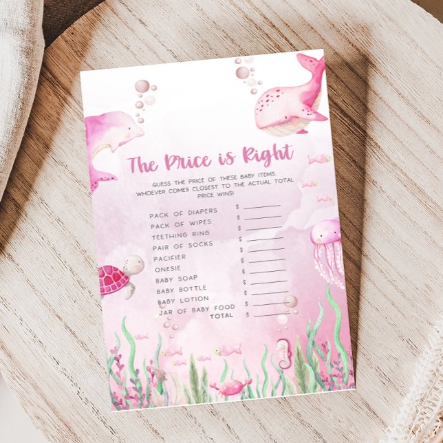 Rosa Under havet Baby Shower Price is Right Game (Under the Sea Baby Shower Game)