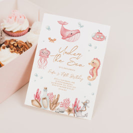 Rosa "Under havet" födelsedagsinbjudan Inbjudningar