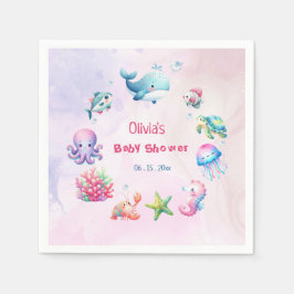 Rosa under Sea Girl Baby Shower Pappersservett