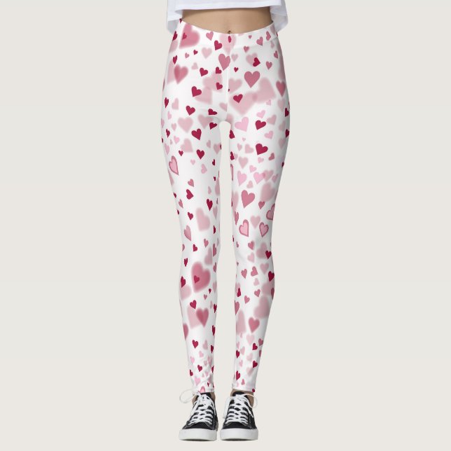  Rosa underbara hjärtmönster  Leggings (Framsida)