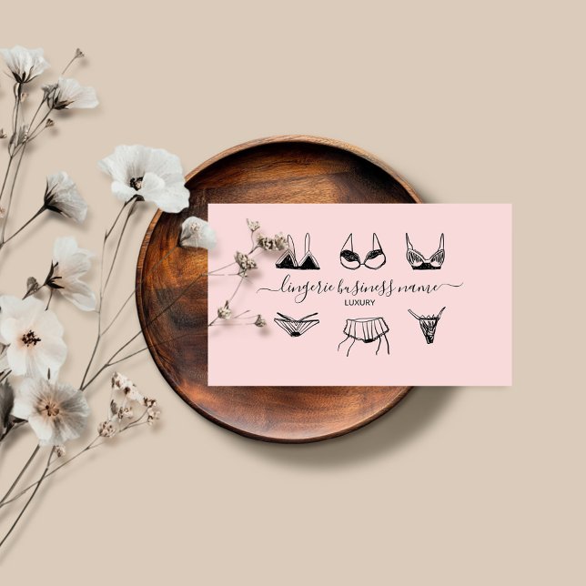  rosa underkläder mode butik Lingerie Visitkort (Skapare uppladdad)