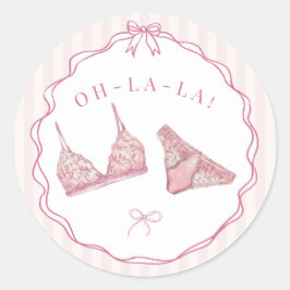 Rosa underkläningsdusch möhippa kuvert runt klistermärke