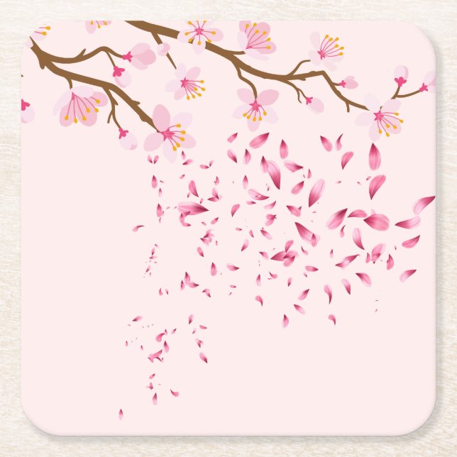 Rosa Underlägg uppsättning Papper Kvadrat (Framsidan)