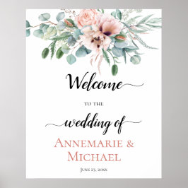 Rosa Underskrift om ivoriansk Poppy Blommigt Bröl Poster