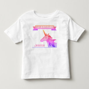 Rosa Unicorn 1st Birthday Girl T Shirt