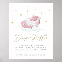 Rosa Unicorn Baby Shower Diaper Raffle Sign Poster