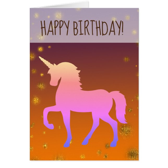 Rosa Unicorn Birthday Greeting Card Hälsningskort (Framsidan)