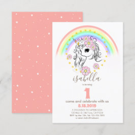 Rosa Unicorn Birthday-inbjudan Inbjudningar