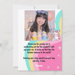 Rosa Unicorn Birthday Personlig Tack Kort