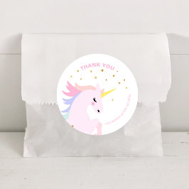 Rosa Unicorn Birthday Tack Stickers Runt Klistermärke
