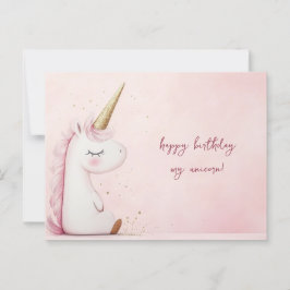 Rosa Unicorn Birthday Vykort