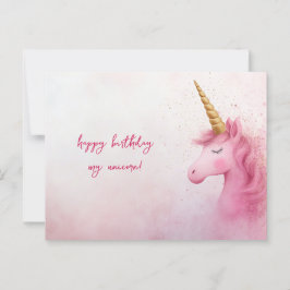 Rosa Unicorn Birthday Vykort