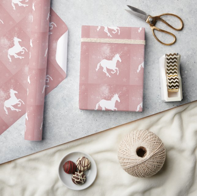 Rosa Unicorn Bröllop Wrapping Papper Presentpapper (Hantverk)