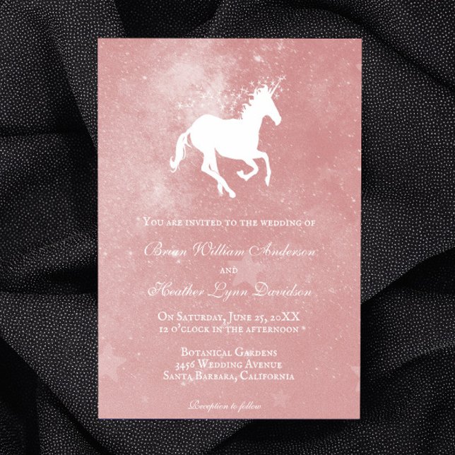 Rosa Unicorn-bröllopsinbjudan Inbjudningar (Pink Unicorn Wedding Invitation)