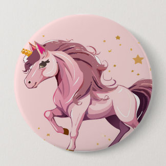rosa Unicorn Buttom Knapp