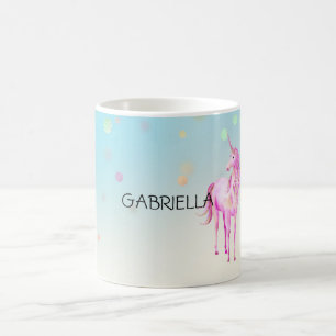 Rosa Unicorn Confetti Personlig Namn Kaffemugg
