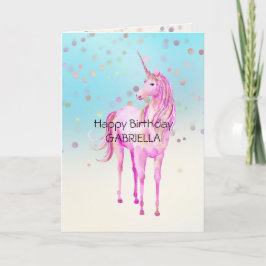 Rosa Unicorn Confetti Personlig Namn Kort