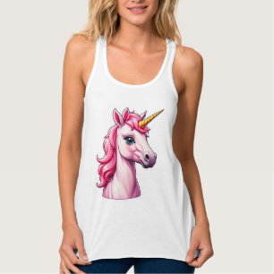 Rosa Unicorn Fantasy Linne Med Racerback