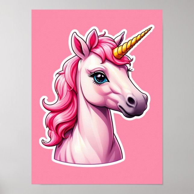 Rosa Unicorn Fantasy Poster (Framsidan)