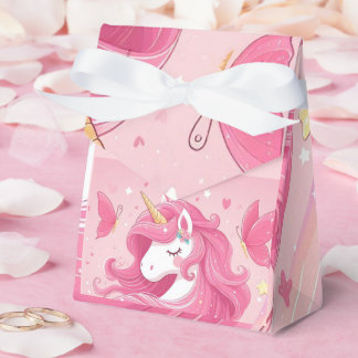 rosa Unicorn Favor Box Presentaskar