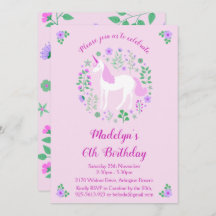 Rosa Unicorn Födelsedagsfest inbjudan