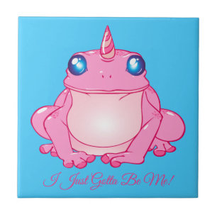 Rosa Unicorn Frog - jag måste bara vara jag Kakelplatta