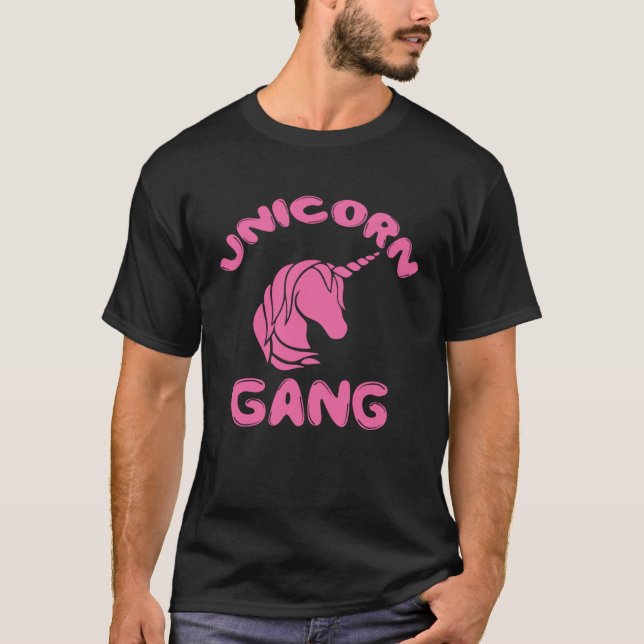 Rosa Unicorn Gang T Shirt (Framsida)