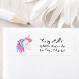 Rosa Unicorn Girls-adressetikett Returadress Etikett