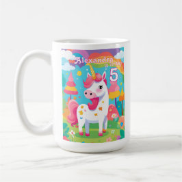 Rosa Unicorn Girl's Birthday Kaffemugg