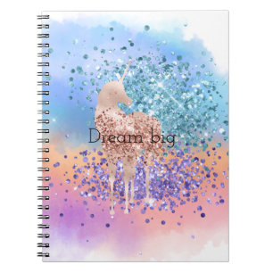 Rosa Unicorn Gnistra Lila Aqua Glitter confetti Anteckningsbok