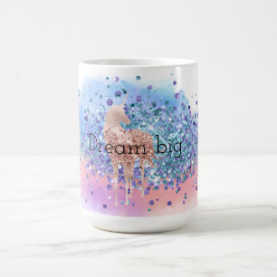 Rosa Unicorn Gnistra Lila Aqua Glitter confetti Kaffemugg