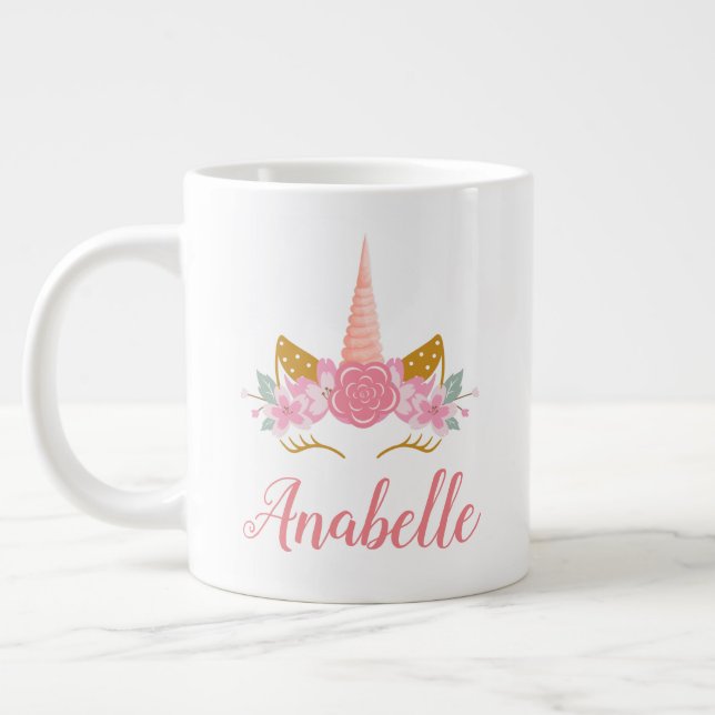  Rosa Unicorn Horn Jumbo Mugg (Vänster)