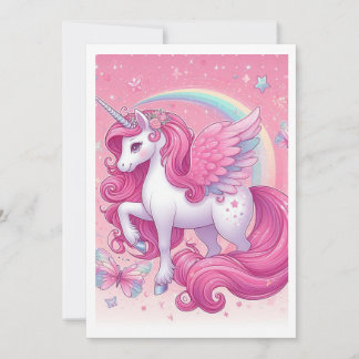 rosa Unicorn Inbjudningar