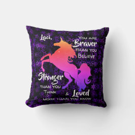 Rosa Unicorn Inspiring Quote for Girls Kudde