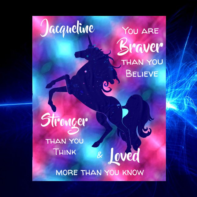 Rosa Unicorn Inspiring Tonåring en flickoffert Fleecefilt (Skapare uppladdad)