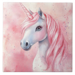  Rosa Unicorn Kakelplatta
