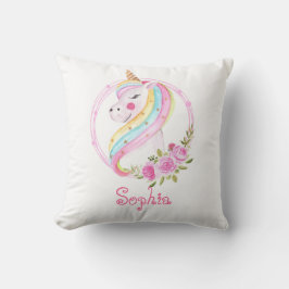 Rosa Unicorn Kids Namn Cute Nursery Kudde
