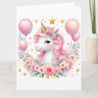 Rosa Unicorn Kort