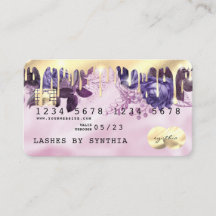 Rosa Unicorn-Kredit-kort Guld Blommigt