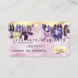 Rosa Unicorn-Kredit-kort Guld Blommigt Visitkort