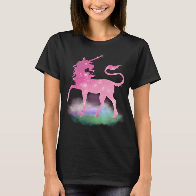 Rosa Unicorn-kvinnor Fantasy t shirt (Framsida)