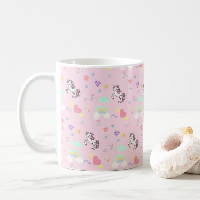 Rosa Unicorn Magic princess Girly-barn Kaffemugg (Med munk)