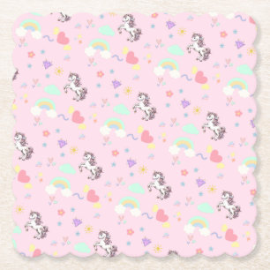 Rosa Unicorn Magic princess Girly-barn Underlägg Papper