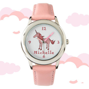 Rosa Unicorn med Namn Personalizable Armbandsur