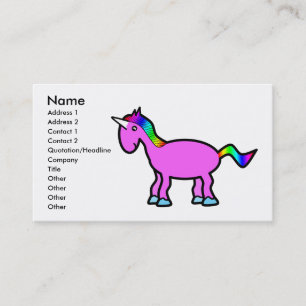 Rosa unicorn med regnbågemanen visitkort