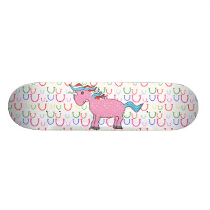 Rosa unicorn med vitstjärnor skateboard bräda 20,5 cm